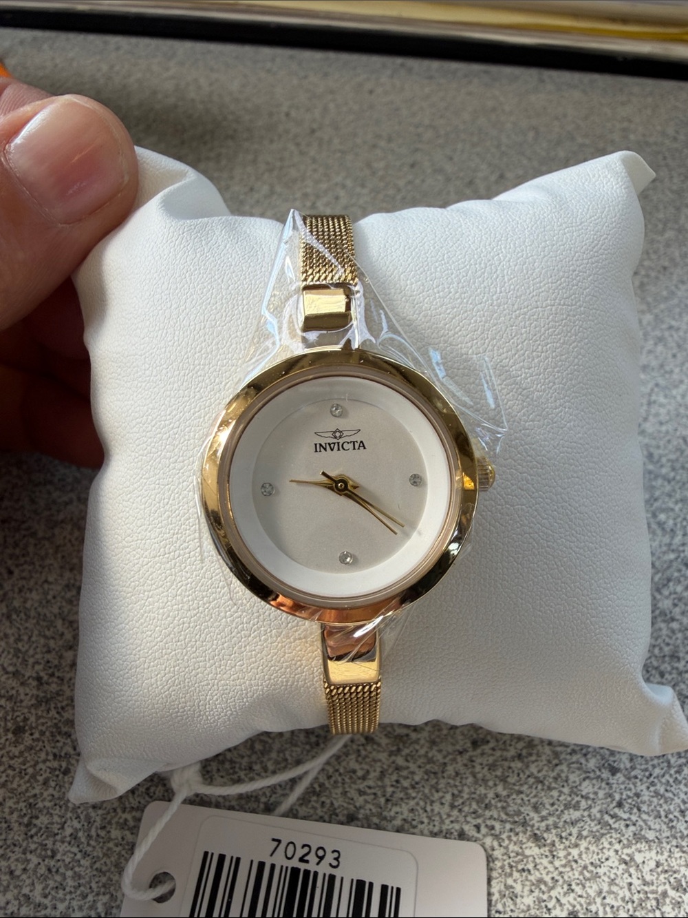 Invicta Women's Gold Tone Mesh Bracelet Watch with White Dial